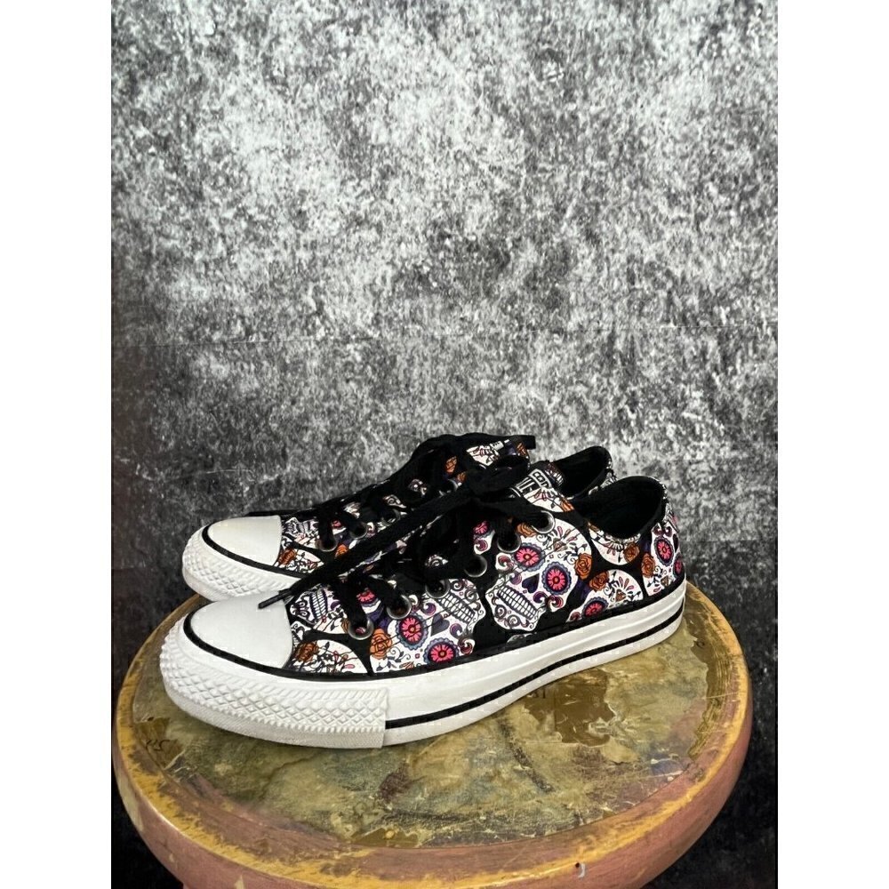 Converse shoes Women 7 men 5 All Star Sugar Skull Black Day Of The Dead Sneakers